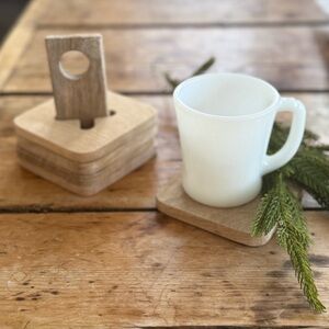 Wooden Coaster Set with Stacking Design for Storage